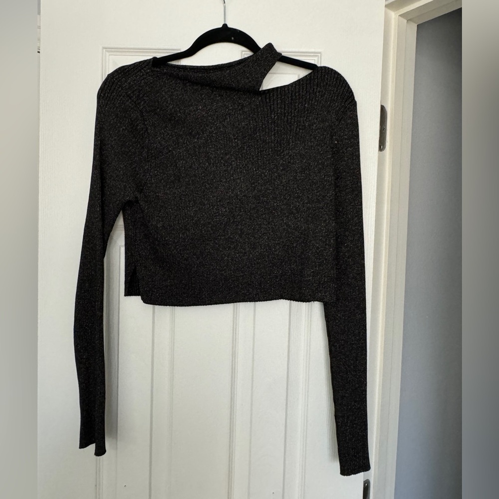 Black Asymmetrical Long Sleeve Top